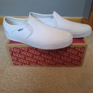 White Slip on Vans Women's 8.5